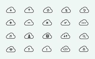 Set of Vector Icons Related to Cloud Technology.