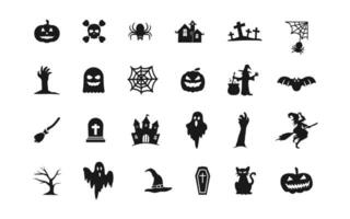 Set of Halloween silhouettes on a white background. vector