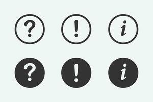 Question, warning vector icons for web and mobile app.information sign for ui ux design.