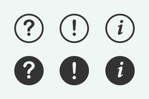 Question, warning vector icons for web and mobile app.information sign for ui ux design.