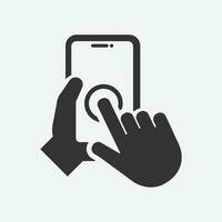 vector illustration of touching screen icon on grey background