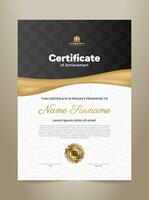 Premium Certificate Template Design with Black and Golden Ornament. Vector Illustration