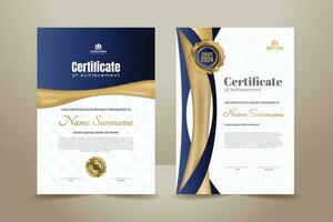 Luxury Certificate Template Design with Dark Blue Ornament. Vector Illustration