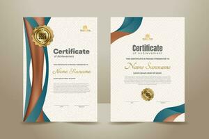 Luxury Classic Certificate Template Design with Mocha and Dark Green Ornament. Vector Illustration