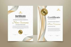 elegante lujo certificado modelo diseño con oro y gris ornamento. vector ilustración