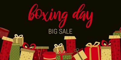 Boxing Day. Horizontal banner. Color Holiday Boxes vector