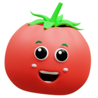 3d tolkning på söt tomat frukt maskot illustration png