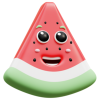 3d rendering on kawaii watermelon fruit mascot illustration png