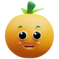 3d rendering on kawaii orange fruit mascot illustration png