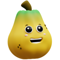 3d representación en kawaii papaya Fruta mascota ilustración png