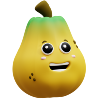 3d renderen Aan kawaii papaja fruit mascotte illustratie png