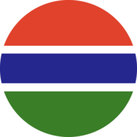 gambia runda flagga. cirkulär symbol. knapp, baner, ikon. nationell tecken. officiell färger. nationell gambia flagga. png