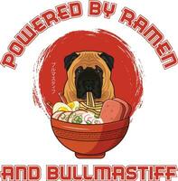 Ramen Sushi Bullmastiff Dog T-Shirt vector