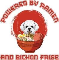 ramen Sushi bichón frise perro camiseta vector