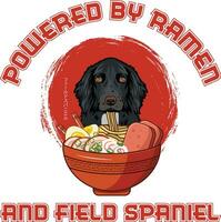 ramen Sushi campo spaniel perro camiseta vector