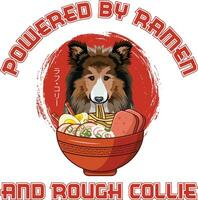 Ramen Sushi Rough Collie Dog Designs are widely employed across various items. vector