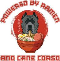 Ramen Sushi Cane Corso Dog T-Shirt vector