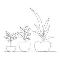 Continuous single line plant growth progress outline vector art design