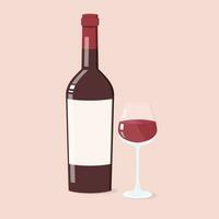 red wine bottle glass vector