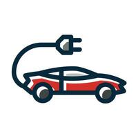 Electric Car Vector Thick Line Filled Dark Colors Icons For Personal And Commercial Use.