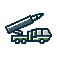 Missile Truck Vector Thick Line Filled Dark Colors Icons For Personal And Commercial Use.