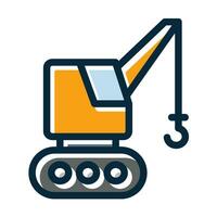 Crane Truck Vector Thick Line Filled Dark Colors Icons For Personal And Commercial Use.