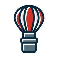 Hot Air Balloon Vector Thick Line Filled Dark Colors Icons For Personal And Commercial Use.