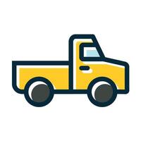 Pickup Truck Vector Thick Line Filled Dark Colors Icons For Personal And Commercial Use.