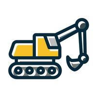 Excavator Vector Thick Line Filled Dark Colors Icons For Personal And Commercial Use.