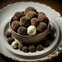 Depict a dish elevated by the use of truffle, showcasing its rich, earthy aroma and decadent flavor, Ai generative photo