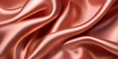 Close-up smooth silk fabric of rose gold color.generative ai. photo