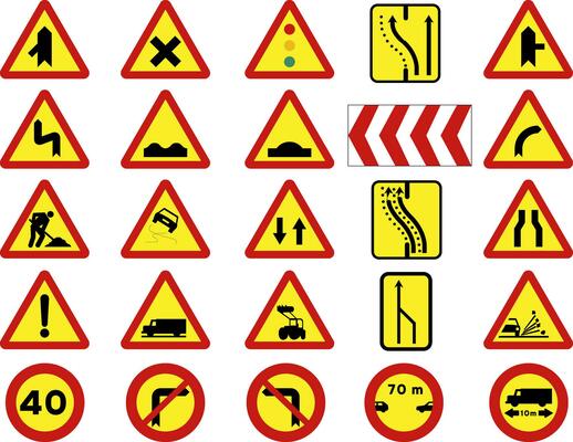 signs or traffic symbols in construction
