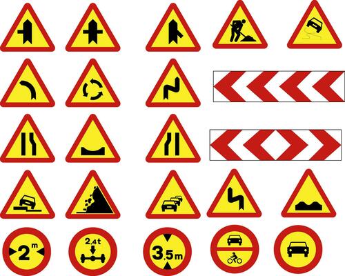 signs or traffic symbols in construction