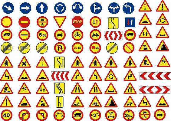signs or traffic symbols in construction