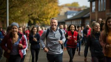 Unidentified people running in London Marathon is an annual event. photo