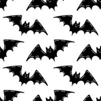 Seamless pattern with bats. Vector pattern with Bats for Halloween. Various minimalistic black bats highlighted on a white background. Vector illustration