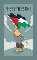 VECTOR ILLUSTRATION OF A CHILD WASTING THE PALESTINE FLAG FOR FREEDOM