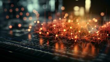 Abstract technology background with connection lines and dots. Network concept. photo