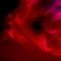 Shiny smoke. Glitter fluid. Red color particles texture paint waves on dark black abstract background. AI generated. photo