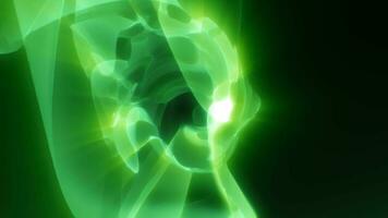 Abstract futuristic background of green glowing energy waves and hi-tech magic lines video