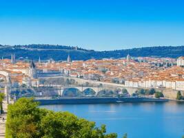Coimbra city blue skyline cityscape of Portugal. AI generated. photo