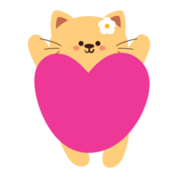 tekenfilm kat met roze hart ballon png