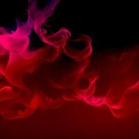 Shiny smoke. Glitter fluid. Red color particles texture paint waves on dark black abstract background. AI generated. photo