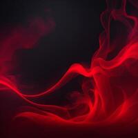 Shiny smoke. Glitter fluid. Red color particles texture paint waves on dark black abstract background. AI generated. photo