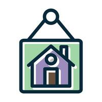 House for Rent Vector Thick Line Filled Dark Colors Icons For Personal And Commercial Use.