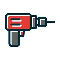 Electric Drill Vector Thick Line Filled Dark Colors Icons For Personal And Commercial Use.