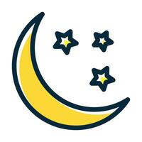 Luna y estrella vector grueso línea lleno oscuro colores íconos para personal y comercial usar.