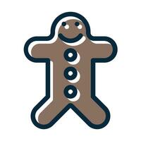 Gingerbread Man Vector Thick Line Filled Dark Colors Icons For Personal And Commercial Use.