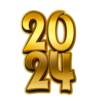 Shiny Gold Happy New Year 2024 element design transparent background png