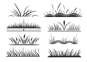 Grass set of symbols and signs.Eco icon set, hand drawn. Herb vector